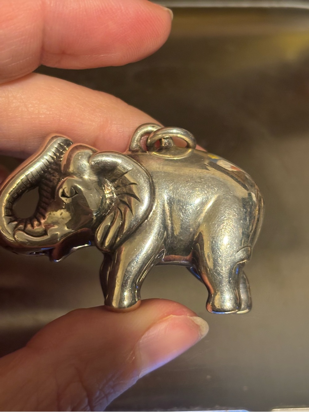 Vintage 925 Sterling Silver Elephant Pendant Charm – Raised Trunk